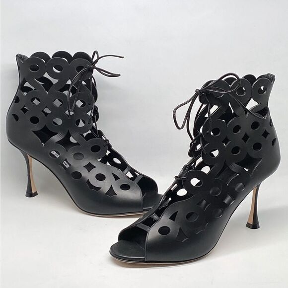 Manolo Blahnik Taralo 90MM Leather Booties size 41 - Picture 6 of 16